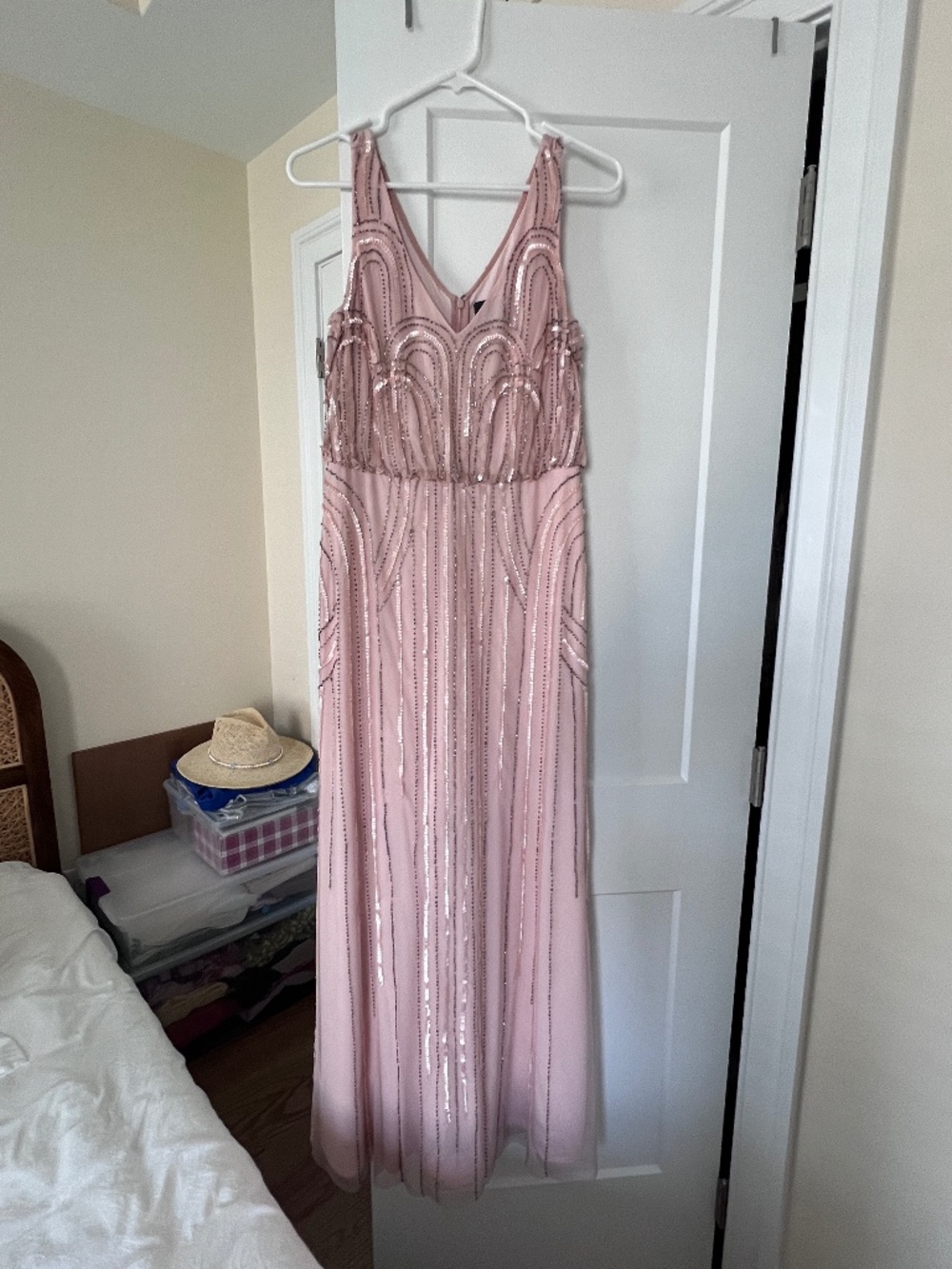 Adrianna Papell Beaded Blush Dress